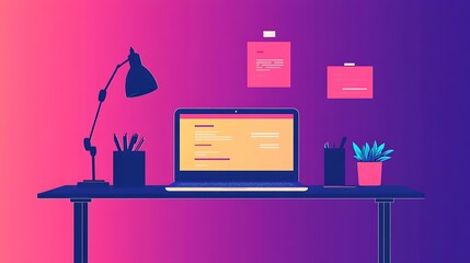 Wall Mural - a bright home office with a developer testing the accessibility of a website on a laptop