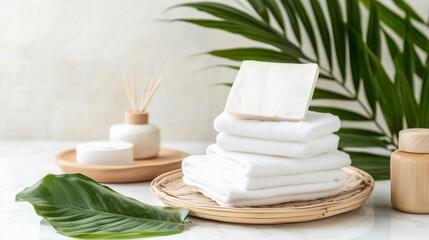 Poster - Serene Spa Inspired Wellness Retreat with Organic Skincare and Aromatherapy Essentials on Wooden Tray