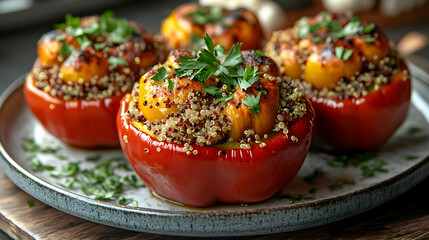 Poster - Delicious Quinoa Stuffed Red Bell Peppers Recipe