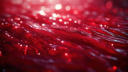 Red liquid waves, bokeh background, abstract texture