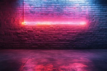 Wall Mural - A neon sign on top of a brick wall, perfect for nightlife, entertainment or commercial use