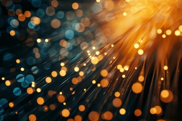 Wall Mural - fiber optics transmit data at high speed, creating a bokeh effect, symbolizing modern telecommunicat