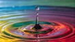© nomi - A captivating close-up shot of a water droplet creating mesmerizing ripples in a vibrantly colored liquid.