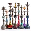 © Alex - A variety of hookahs, each with its own unique design and color scheme. The hookahs are arranged in a line, showcasing the diversity of styles available in the market.