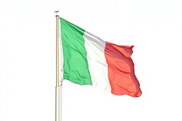 Wall Mural - A single Italian flag flying high in the blue sky, a symbol of national pride