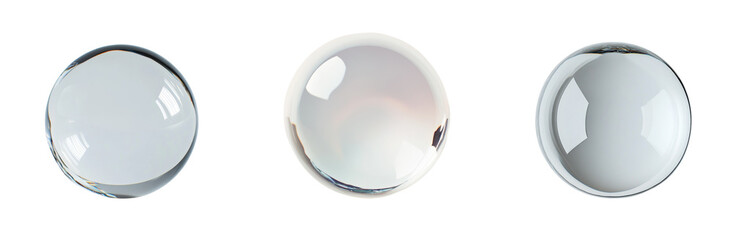 Aufkleber - The image shows three oval-shaped glass objects with varying reflections of light against a black background.