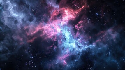 Wall Mural - A vibrant cosmic scene showcasing colorful nebulae and stars in the vast universe.