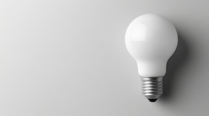 Wall Mural - A White Lightbulb on a Plain White Background Minimalist Image Representing Ideas and Innovation