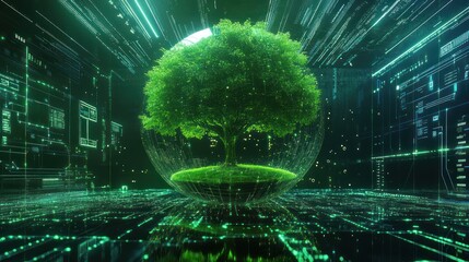 Protected tree in digital sphere.