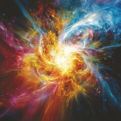 Wall Mural - colorful cosmic explosion showcasing vibrant hues in a stellar environment. generative ai