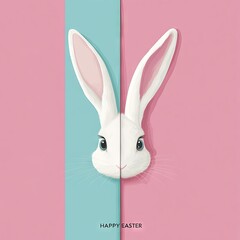 Wall Mural - A flat design Easter background featuring a bunny, celebrating the holiday