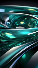 Wall Mural - digital technology futuristic silver green metal lines poster background