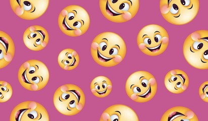 Wall Mural - Happy face cartoon character seamless pattern background