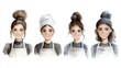 © Julia Jones - National Hospitality Workers Appreciation Day Watercolor portraits of young hispanic female chefs in aprons and hats