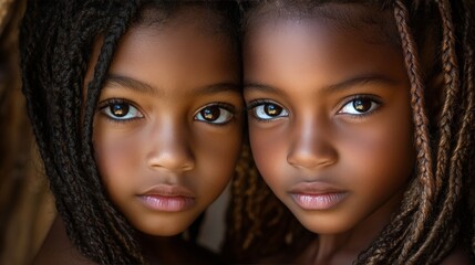 Portraits of two young women with traditional hairstyles, symbolizing cultural pride and beauty. Ideal for cultural storytelling, diversity, and heritage-focused visuals.