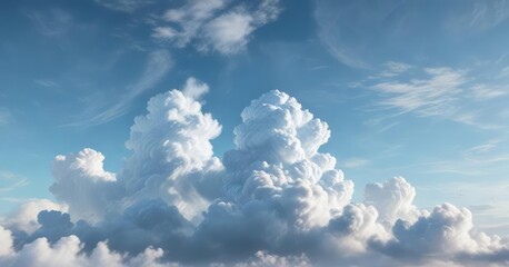 Wall Mural - gentle misty clouds in a light blue sky with subtle details in an oil painting background, oil paint