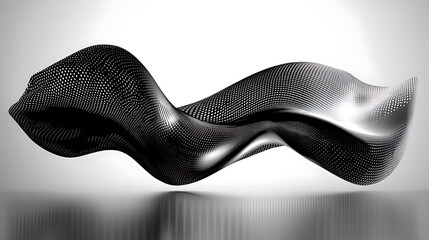 Abstract Black Wave Form Design Composed Of Dots