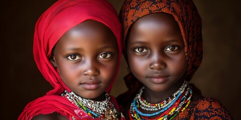 Portraits of two young women with traditional hairstyles, symbolizing cultural pride and beauty. Ideal for cultural storytelling, diversity, and heritage-focused visuals.