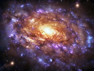 Wall Mural - a swirling nebula in deep space with iridescent cosmic clouds, featuring ethereal purple and turquoi