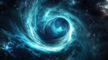 Canvas Print - ethereal cosmic nebula with swirling teal and indigo waves, textured with digital grain and stellar dust, creating a mesmerizing minimal design against deep space