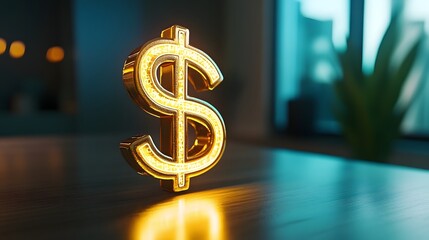 Wall Mural - Glowing Dollar Symbol and Analytical Graph on a Clean Workspace for Financial Growth Visuals