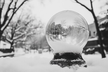 Canvas Print - Snow Globe on Snowy Ground