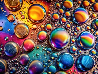 Canvas Print - Colorful oil-water bubbles, a rule of thirds design.