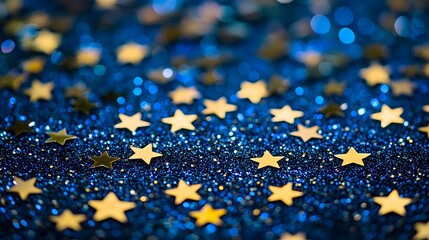 Wall Mural - Calm Blue Night Background with Scattered Stars in High Resolution