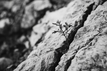 Wall Mural - Rock Crack Plant Growth