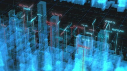 Wall Mural - smart city, holographic view, concept of internet of things, artificial intelligence, augmented real