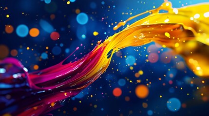 Wall Mural - Vibrant Paint Splatter with Bold Colors in Dynamic Composition