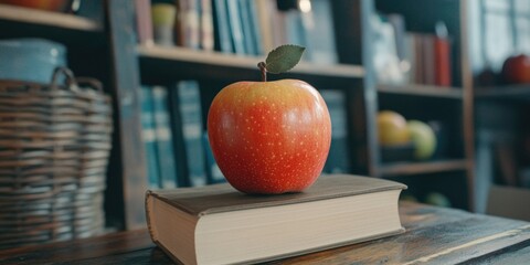 Sticker - Apple on Book Stack