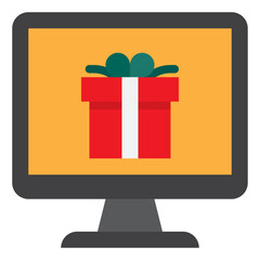 Wall Mural - gift box with computer