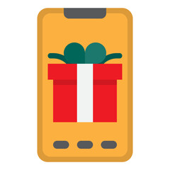 Wall Mural - mobile phone and gift box with ribbon