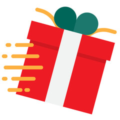 Wall Mural - delivery red gift box with ribbon