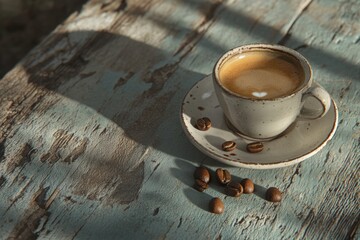 Wall Mural - Coffee and Coffee Beans on Table