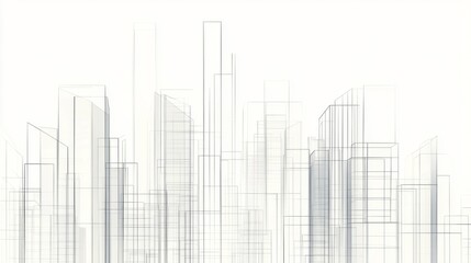 Abstract outline of a modern city skyline with high-rise buildings in a minimalist style