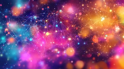 Exploring the complexity of a digital network through colorful interconnected nodes.