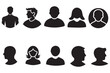 © png and vector - A set of various profile icons in black silhouette.