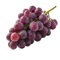 a beautiful cluster of red grapes hanging with green leaves, perfect for wine branding, fruit illust
