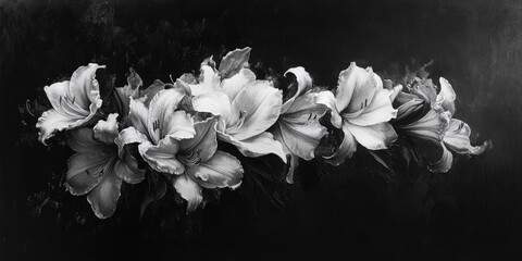 Wall Mural - Black and White Flowers