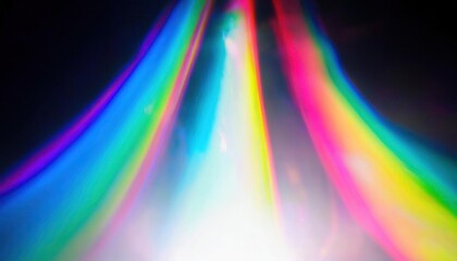 vibrant refracted light spectrum with rainbow hues and sharp beams on dark background, ideal for abstract and artistic design