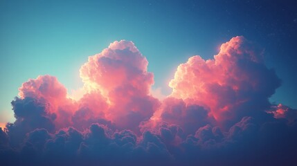 Wall Mural - Beautiful pink clouds at sunset illuminating the sky with vibrant colors and soft textures