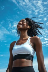 Poster - Woman in White Top and Black Shorts