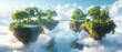© Georgy - Lush green floating islands in the sky, adorned with a wooden bridge that spans the cloud layers