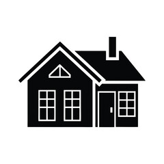 Duplex house line art silhouette vector isolated on white background
