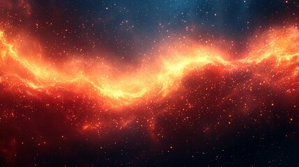 Wall Mural - A 3D illustration of futuristic, quantum nanotechnology robots swirling and floating in space, set against a background of red shimmering abstract energy particles