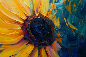 Wall Mural - abstract paint sunflower design