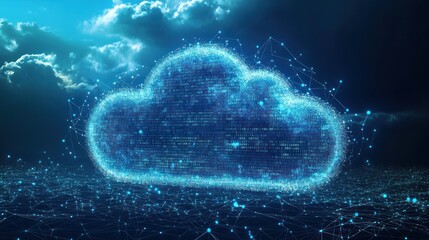 Wall Mural - digital cloud computing network data.