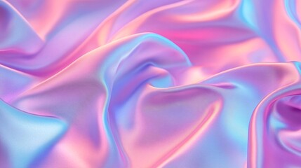 Wall Mural - a close-up of soft, flowing fabric with a shimmering pastel hue, blending shades of pink and blue fo